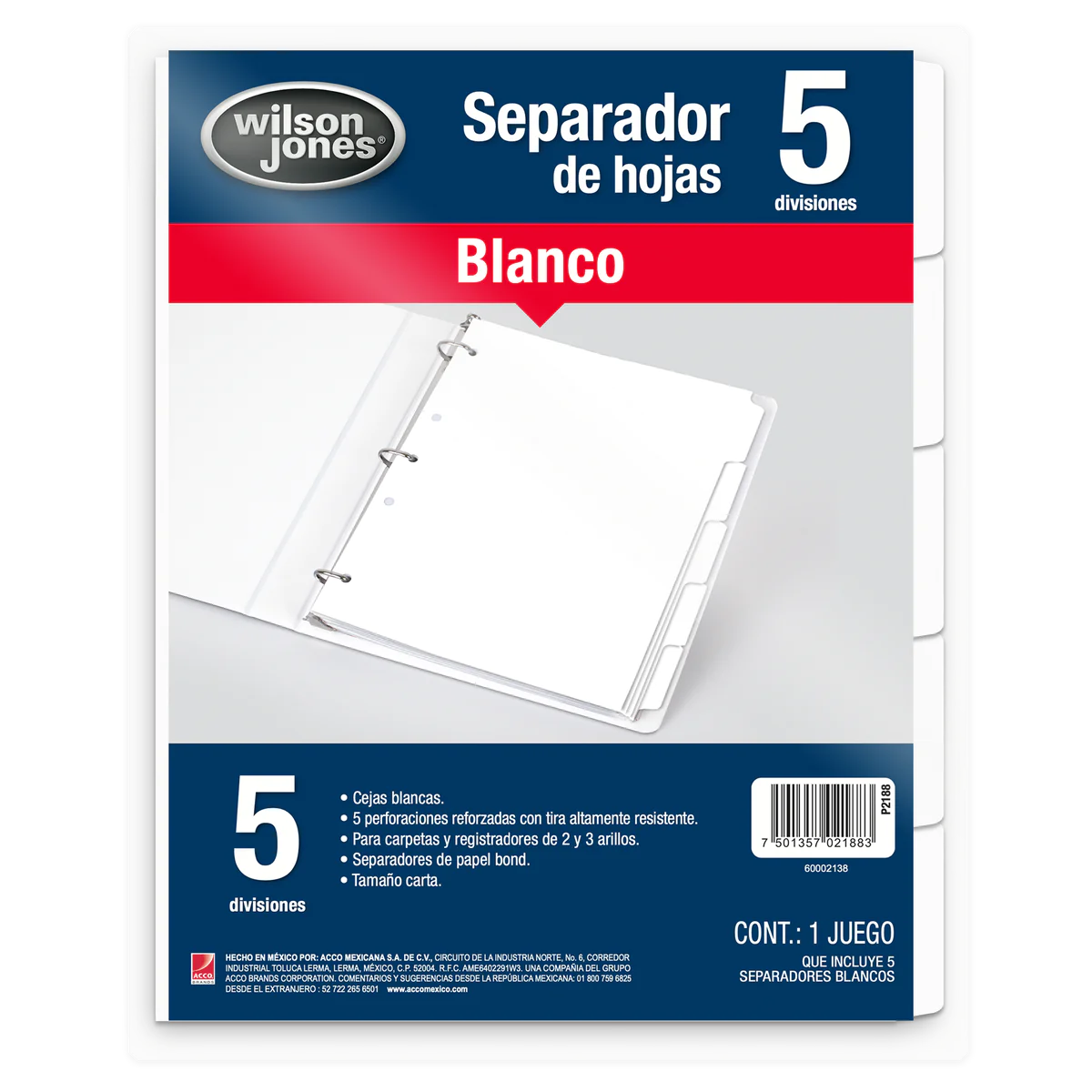 Separador blanco carta 5 divisiones AVER 5 pestañas transparentes insertables                                                                                                                                                                                                                            Y tecnología laser/inkjet                - AVERY